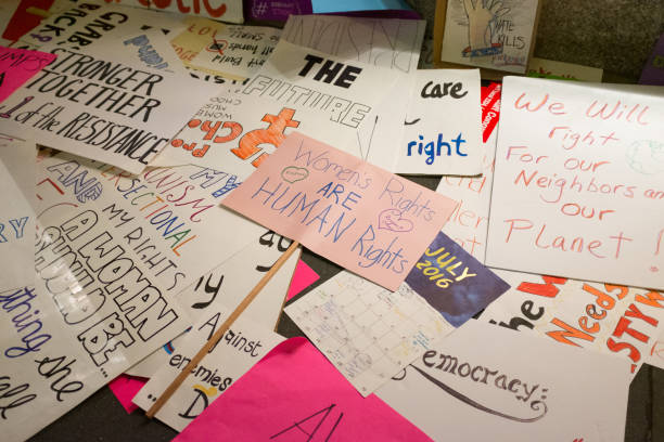 Protester's signs after the Women's March in New York City on January 21st, 2017.