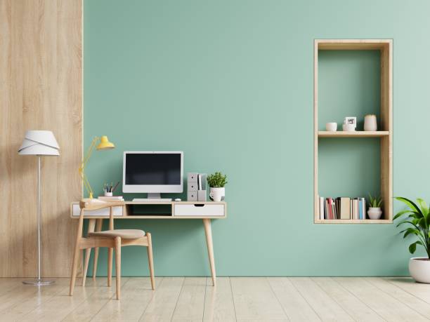istock Office room with a pastel background. 1221722612