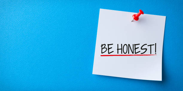 istock White Sticky Note With Be Honest And Red Push Pin On Blue Background 1221728028