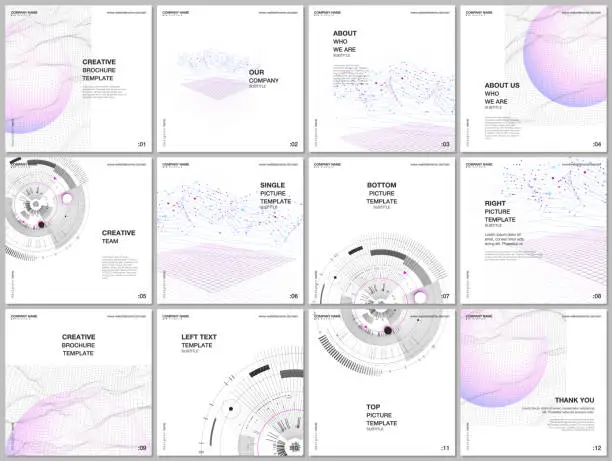 Vector illustration of Brochure layout of square format covers design template for square flyer leaflet, brochure design, report, presentation, magazine cover. Future technology. Infographic digital cloud technology concept