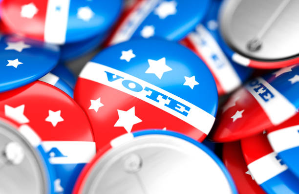 istock Vote election badge button, vote USA, 3D rendering 1221732417