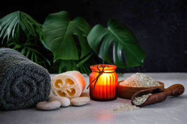 istock Spa Beauty Products. Composition of various objects used for spa treatments. 1221732646
