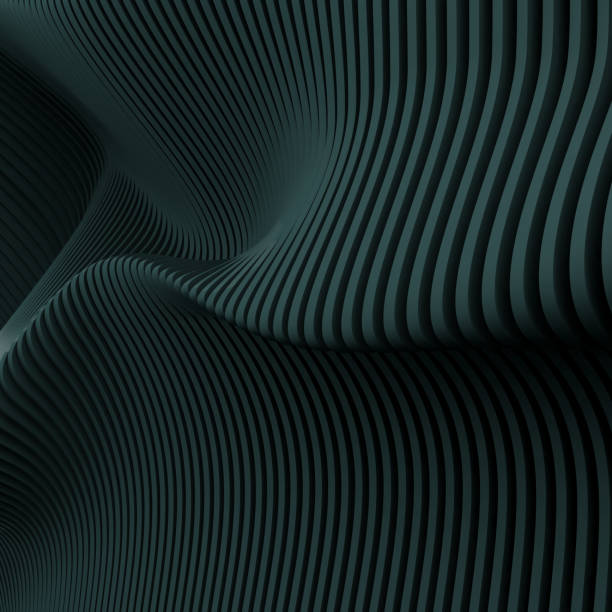istock Abstract of black pattern, twisted shape, architecture facade details,Perspective of future building design, Parametric wall. 3D rendering. 1221733416