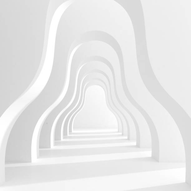 istock Minimal style of pattern tunnel space, abstract architectural details with shadow on archway. 3D rendering. 1221734250
