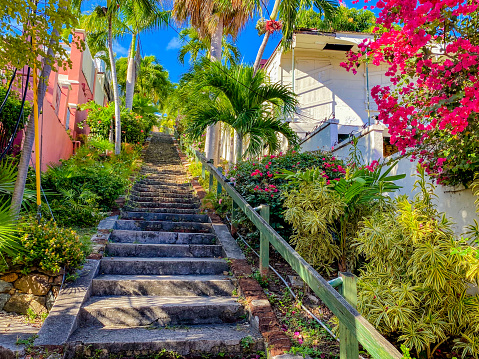 The historic 99 steps in Charlotte Amalie, St Thomas in the US Virgin Islands.