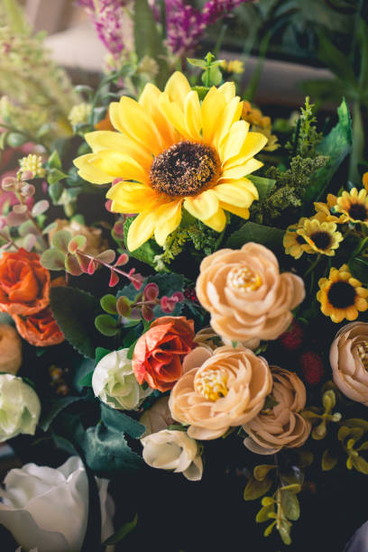 istock Colorful decoration artificial flower (vintage) 1221737096