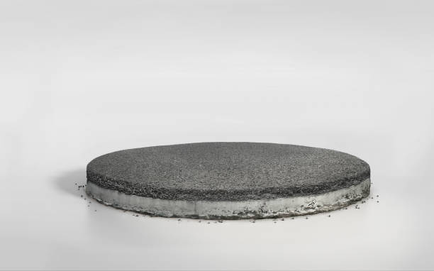 istock 3D rendering asphalt road on circle layered concrete cement cross section isolated on white bg 1221737986