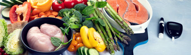 istock Low glycemic healthy foods for  diabetic diet. 1221739080