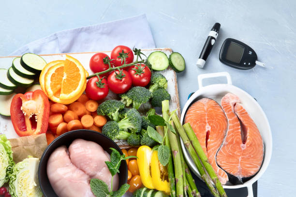 istock Low glycemic healthy foods for  diabetic diet. 1221739089