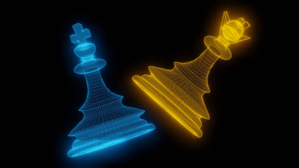 istock Futuristic  technology  wireframe mesh polygonal  element in the form of chess. Connection Structure. Digital Data Visualization. Social Network Graphic Concept.3d rendering. 1221743852