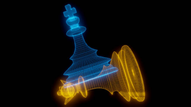 istock Futuristic  technology  wireframe mesh polygonal  element in the form of chess. Connection Structure. Digital Data Visualization. Social Network Graphic Concept.3d rendering. 1221743853