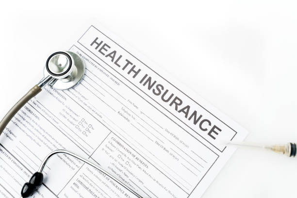 istock Flat layout of health insurance document paper 1221754347