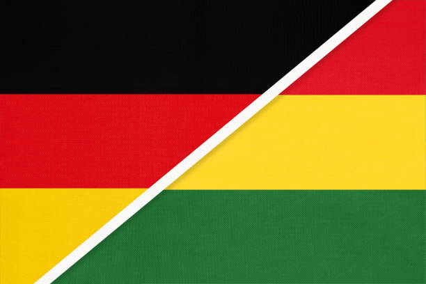 istock Germany vs Bolivia, symbol of two national flags. Relationship between european and american countries. 1221756845