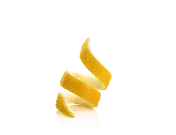 istock Fresh lemon twist isolated on white 1221757181