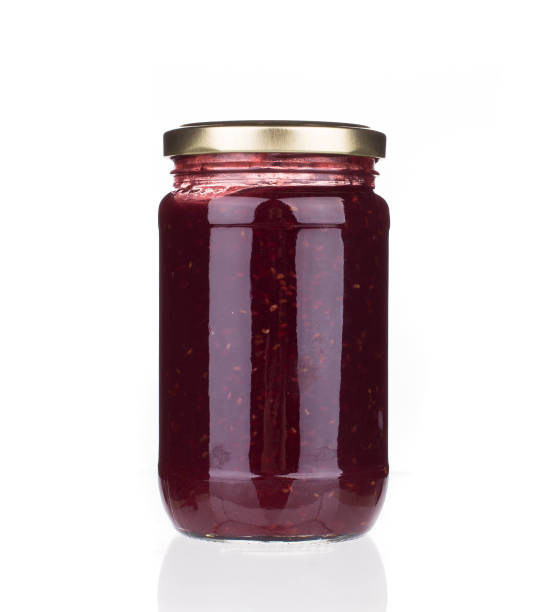 istock Glass jar with berry jam. 1221757240