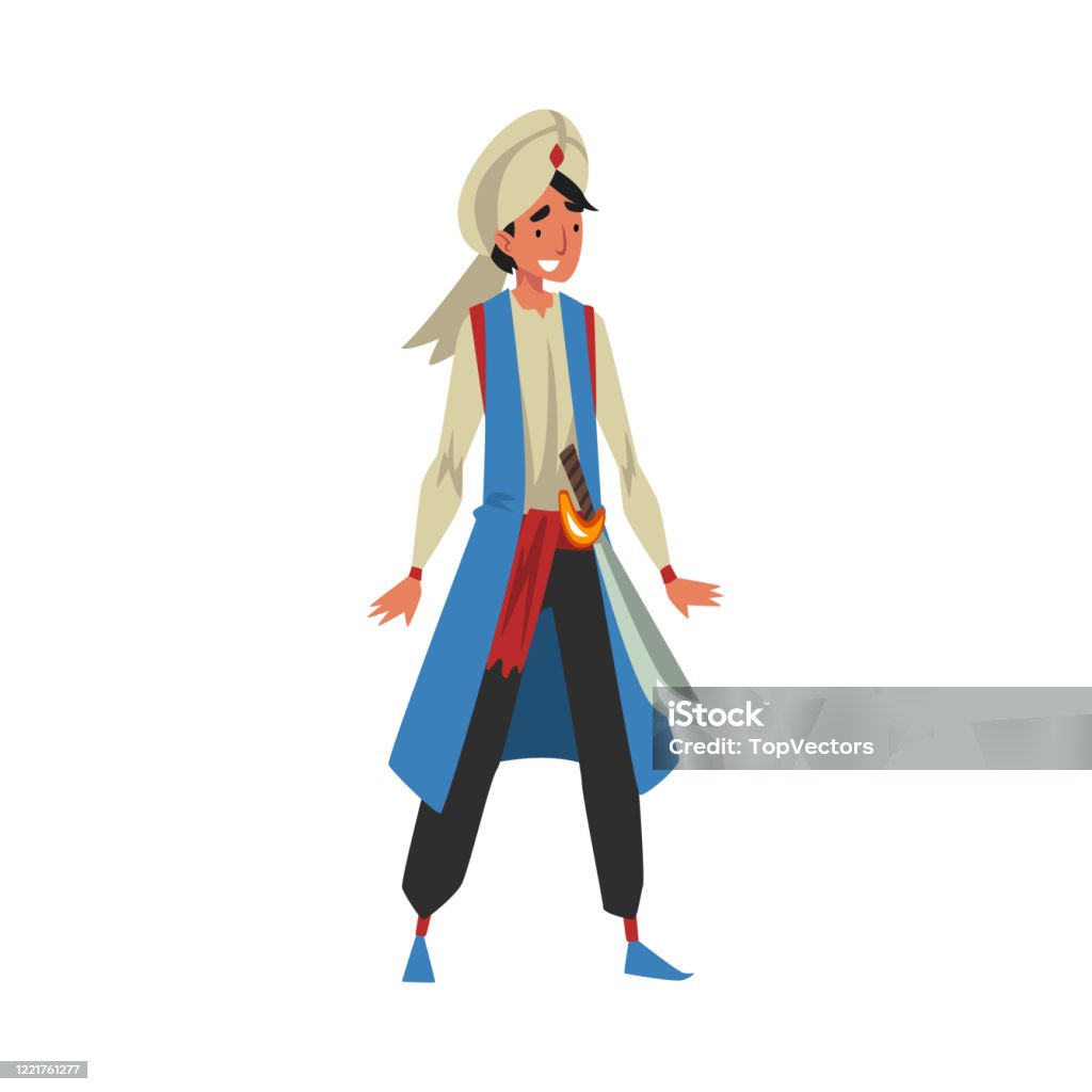Aladdin Principe Arabo Uomo In Costume Orientale Arabian Fairy Tale Cartoon  Character Vector Illustration - Immagini vettoriali stock e altre immagini  di Adulto - iStock