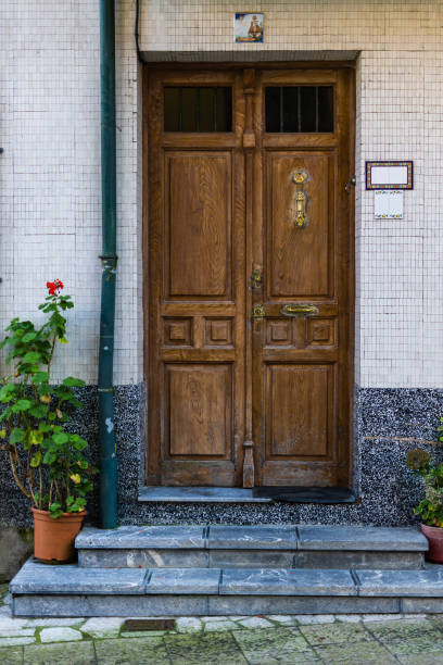 istock Brown door in village house 1221766732