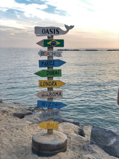 istock Sign on the beach, San Remo,  Italy 1221767908