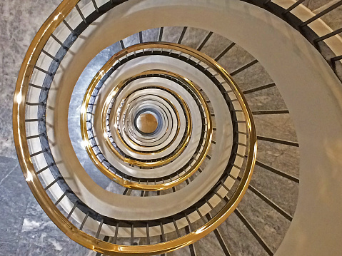 Spiral staircase from the top part of a seven flats building