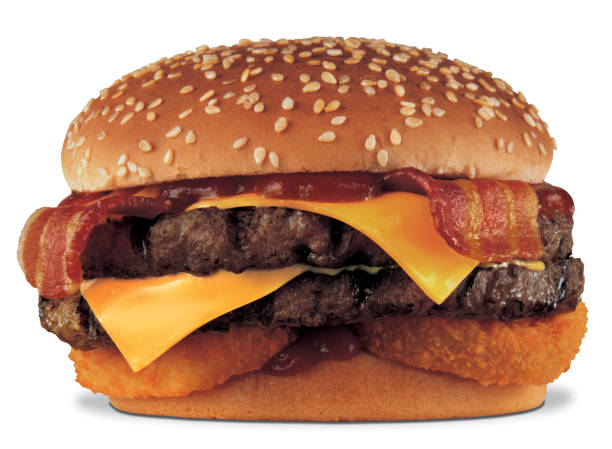 istock Burger with cheese, double beef, tomato and salad isolated on white background 1221769882