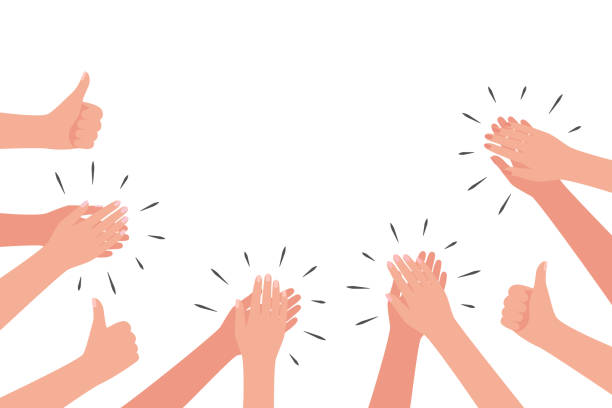 аплодисменты и как группа людей. руки хлопают. поздравляем, аплодисменты, благодарения, спасибо, хорошо, лучше, победитель. иллюстрация вект - clapping applauding gratitude human hand stock illustrations