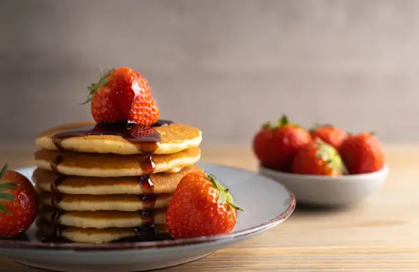 Photo of Homemade pancakes with strawberry