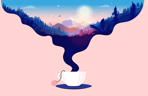 A great way to start the day, and tea break concept. Vector illustration