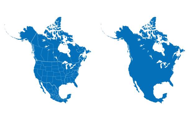 карта северной америки - северная америка stock illustrations