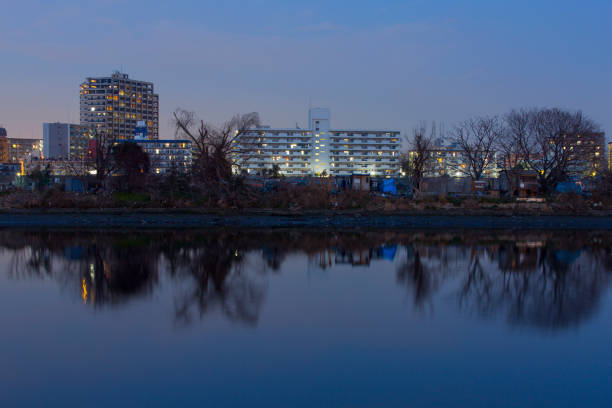 istock Night view of the apartments 1221778091
