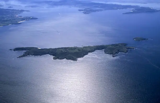 Photo of Aerial photo of the island of Ons in Parque de las Illas Atlanticas Galicia Spain