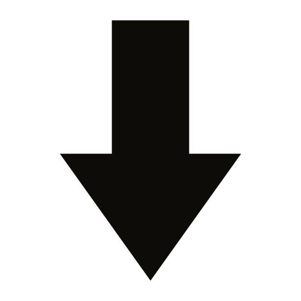 ilustrações de stock, clip art, desenhos animados e ícones de simple black arrow down symbol - downloading symbol computer icon white background