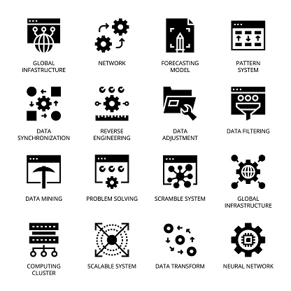 Data Science glyph Icons - Vectors