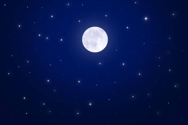 istock The moon shines in the starry sky. Beautiful background 1221781101