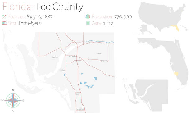 Map Of Lee County In Florida Stock Download Image Now Map Of Lee County In Florida 