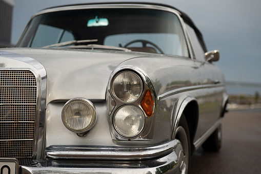 Detail of a car in a mountain landscape