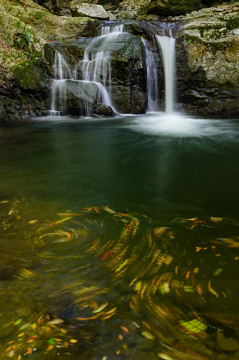 Waterfall cascades at Mt. Inunaki in Izumisano, Osaka Prefecture, Japan