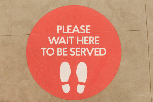 istock Social distancing floor sticker during coronavirus pandemic 1221792369