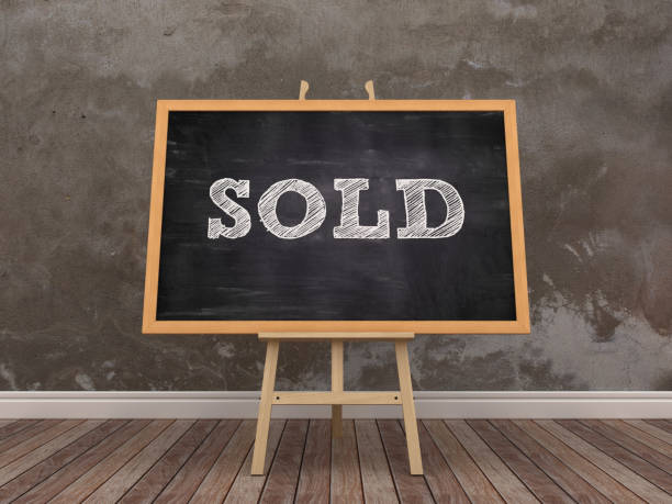 istock Easel with SOLD Word on Chalkboard Frame - 3D Rendering 1221792958
