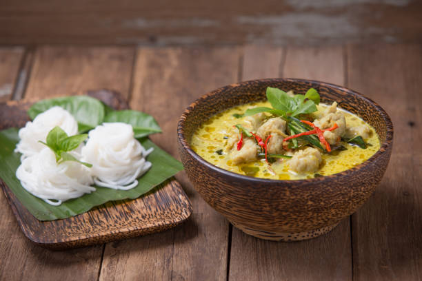 istock Thai spice green curry fish balls 1221793346