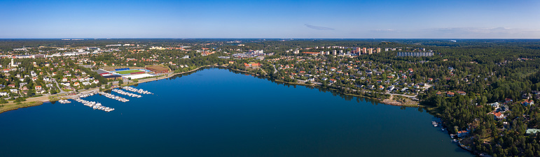 Aerial view of villa area Edsviken, Sollentuna, Stockholm, Sweden