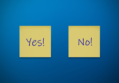 Sticky note, choice of yes or no