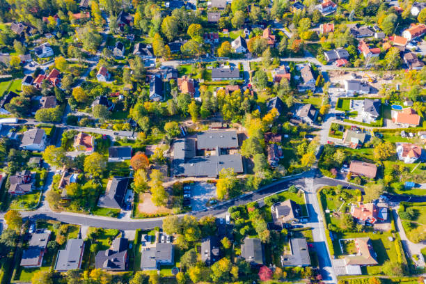istock Aerial view of villa area 1221795977