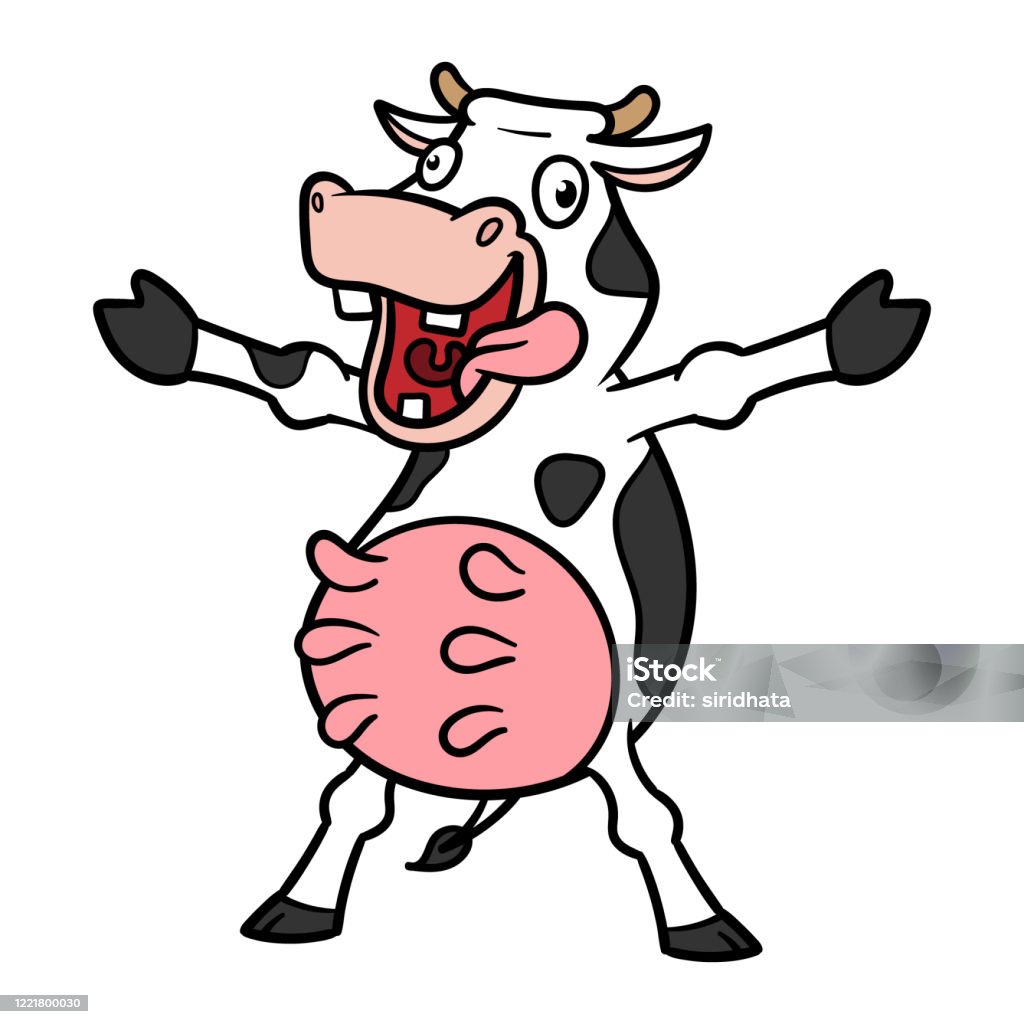 Vector Cartoon Crazy Silly Cow Illustration Stock Illustration - Download  Image Now - Cow, Bizarre, Cartoon - iStock