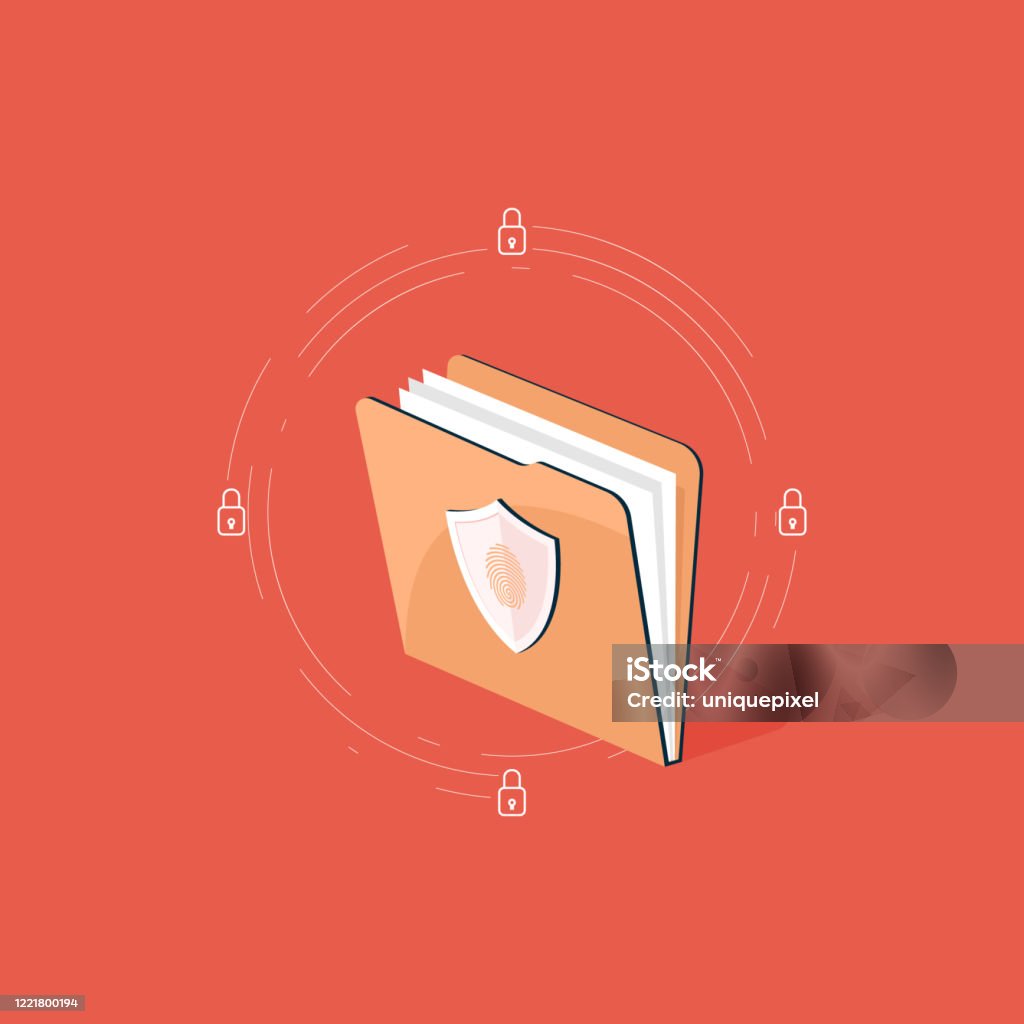 File Security Vector Data Protection Vector Concept File Folder Security Document And Data ...
