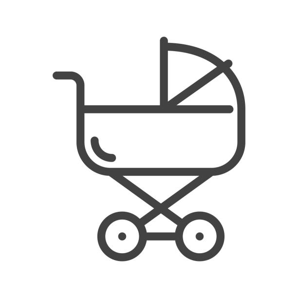 Baby pram outline icon. Baby pram outline icon. Vector illustration. baby carriage stock illustrations