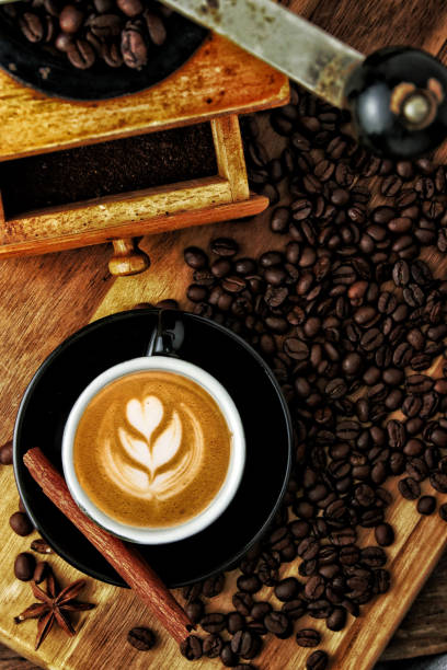 istock Barista latte art coffee with decorations 1221802111