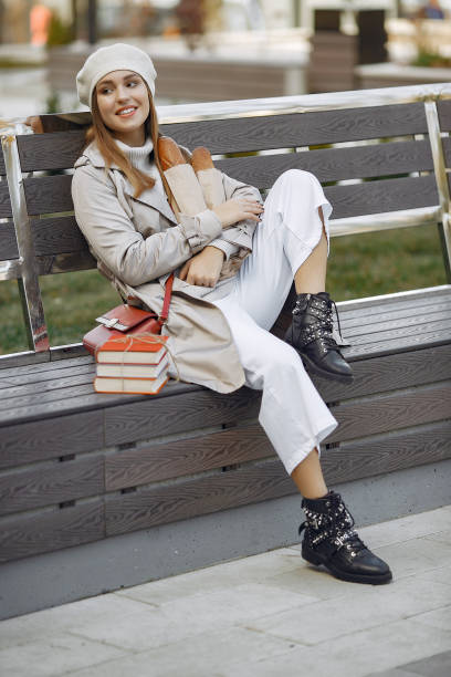 istock Wowan in a white beret in a city with a baguette 1221802380