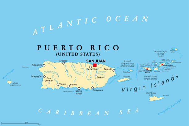 ilustraciones, imágenes clip art, dibujos animados e iconos de stock de mapa político de puerto rico e islas vírgenes - puerto rico