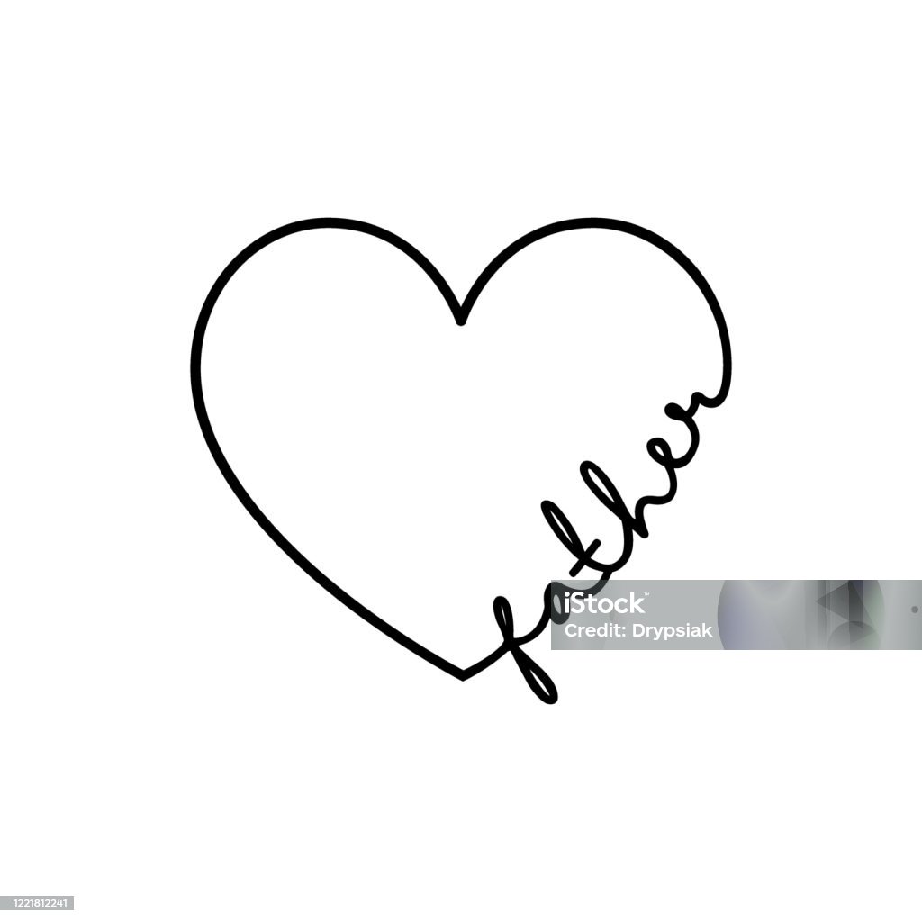 Cha Từ Thư Pháp Với Trái Tim Vẽ Tay Hình Minh Họa Biểu Tượng Chữ ...