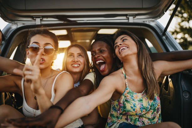istock Friends having fun on road trip 1221814548